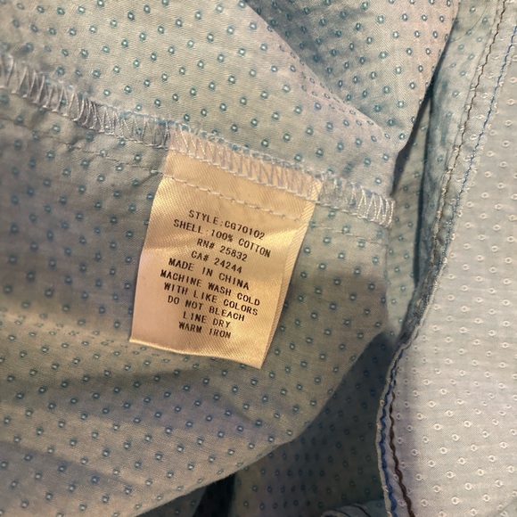 Light Blue Western Button-Up Shirt with Embroidered Yoke - Picture 6 of 7